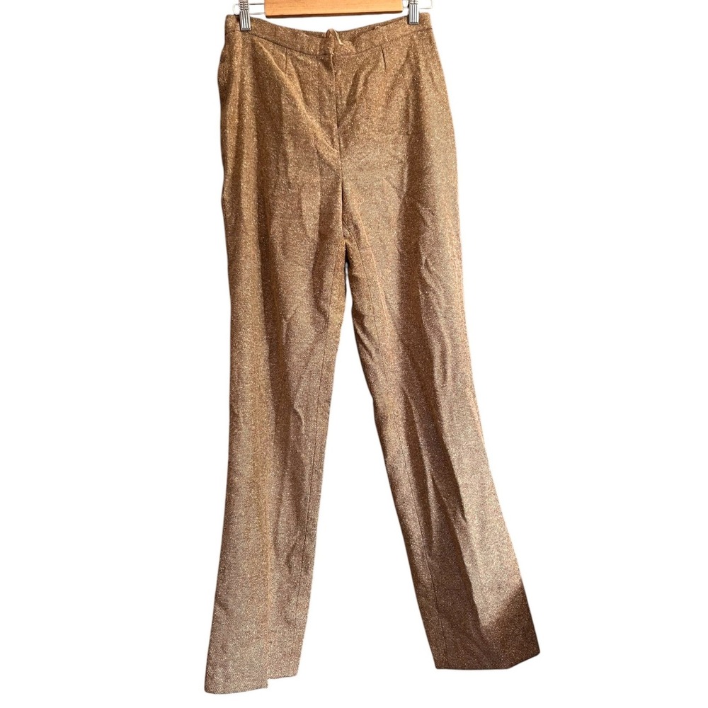 Blushe Impressions Trousers Womens 8 Gold Excellent Metallic Wool Silk Angora